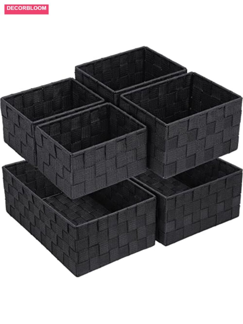 Woven Storage Baskets Organizing 6 Pack Cube Bins Set